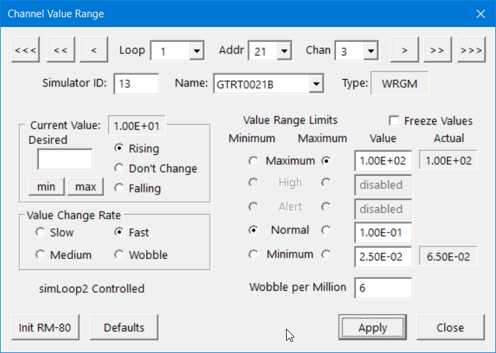 Channel Value Range Dialog